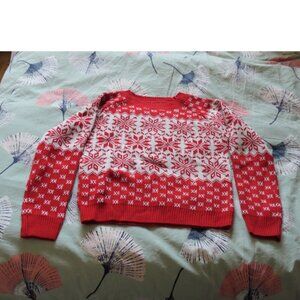 red / white, with snowflakes pattern Holiday Christmas sweater Small NEW
